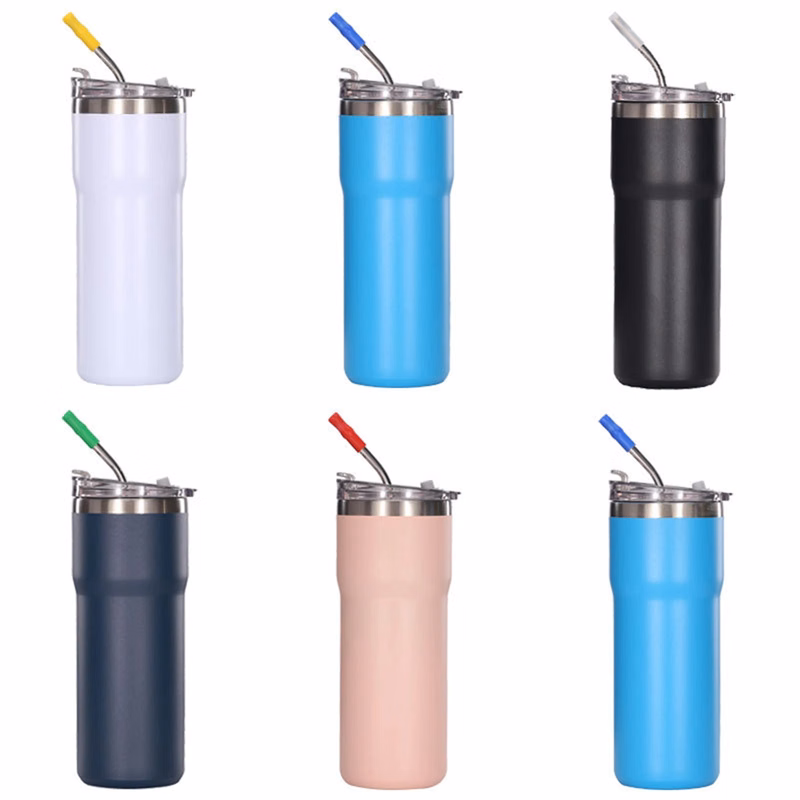 20 Oz. Blank Double Wall Vacuum Mug with Straw