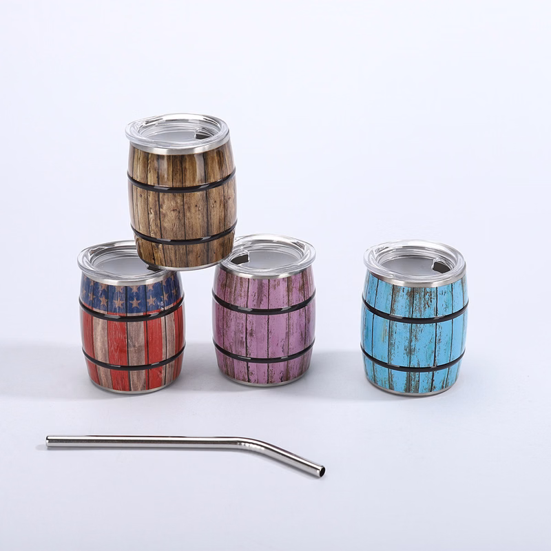 3oz Stainless Steel Wine Barrel Shaped Mini Shot Tumbler