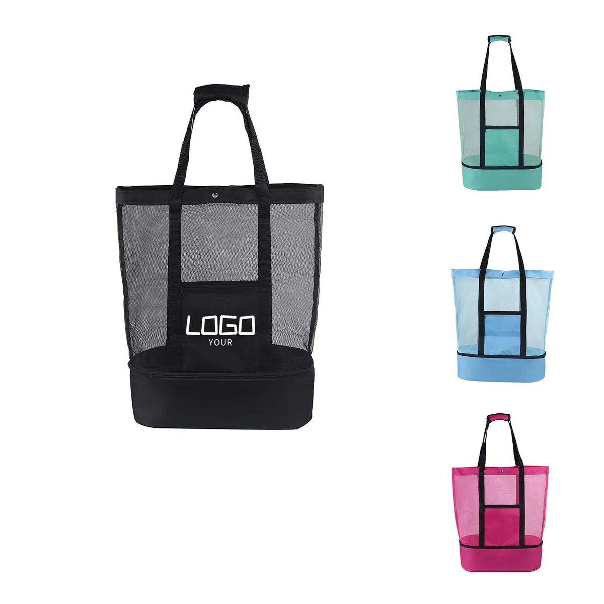 Mesh Picnic Beach Bag, custom tote bag with logo imprint 1