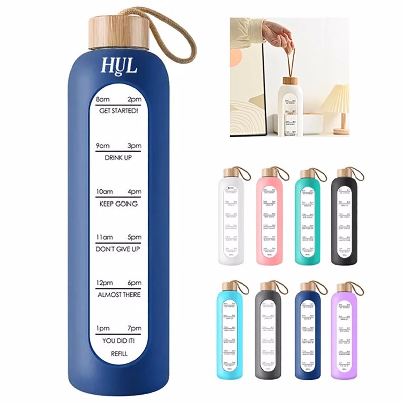 35oz Motivational Borosilicate Glass Water Bottle