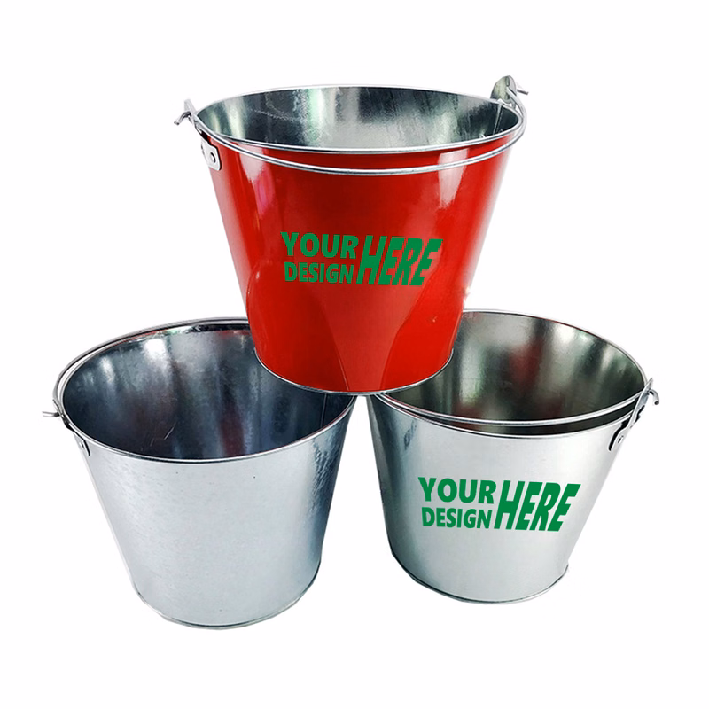 MOQ 50 Durable Galvanized Iron Ice Bucket for Drinks
