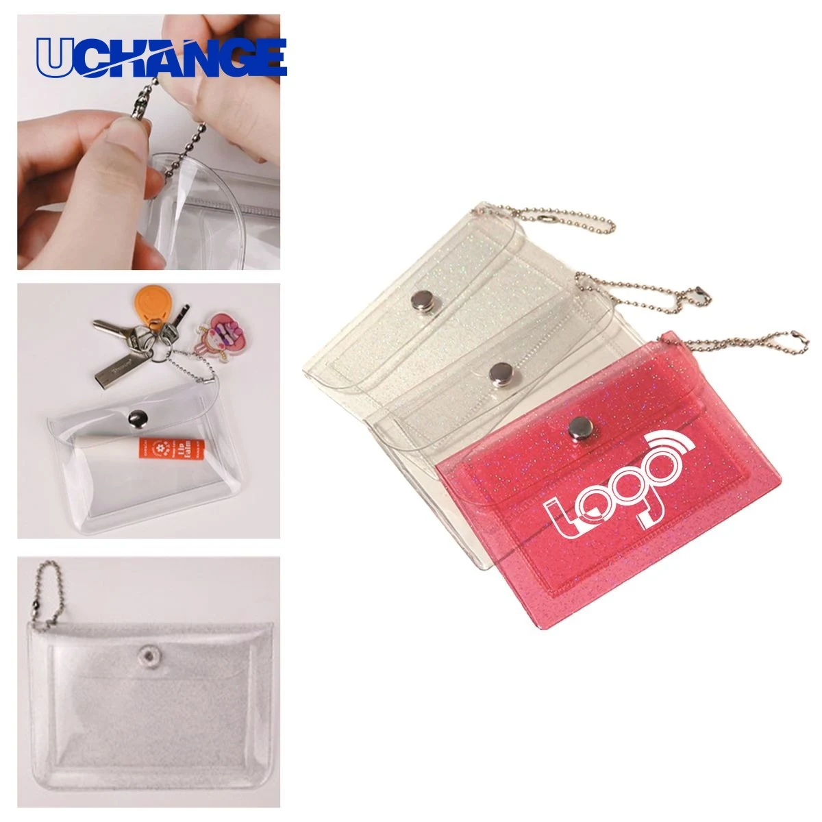 PVC Coin and Card Holder with Chain 1