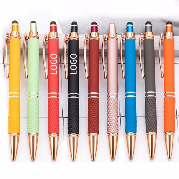 Quilted Grip Soft T Metallic Stylus Pen with Rose Gold