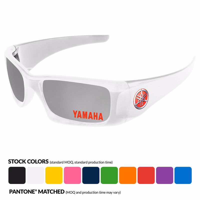 Wrap Mirror Sunglasses w/ multi-color print