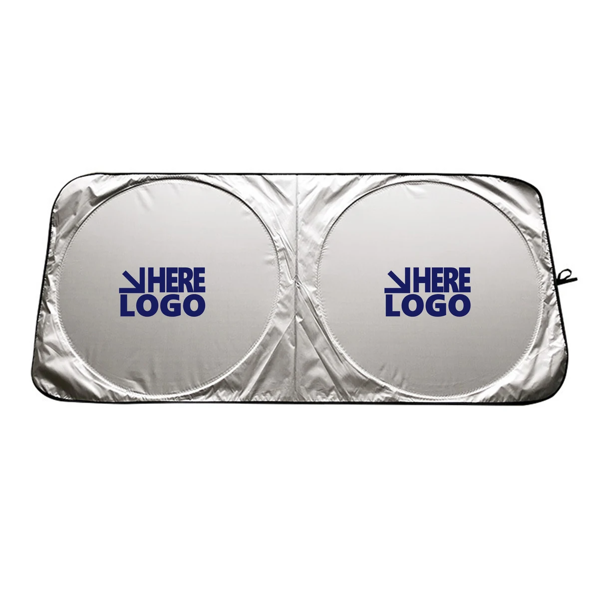 Collapsible Silver Windshield Cover Dual Ring Design 1