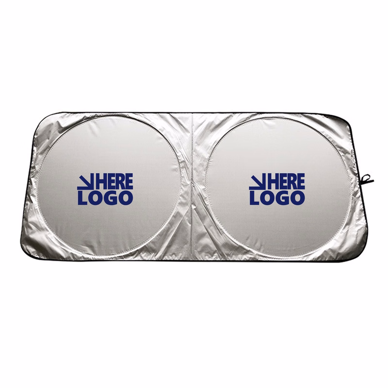Collapsible Silver Windshield Cover Dual Ring Design