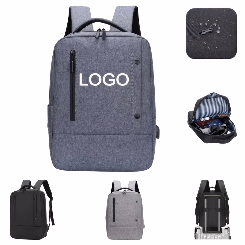 Water Resistant College School Bag with USB Charging Port