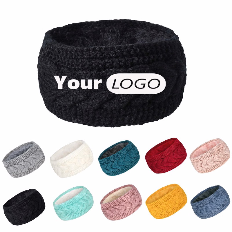 Autumn Winter Knit Embroidered Headband