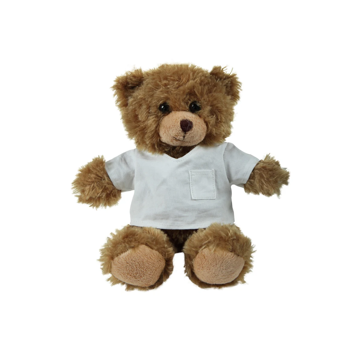 soft plush Mocha Curly Sitting Bear with doctor jacket 1