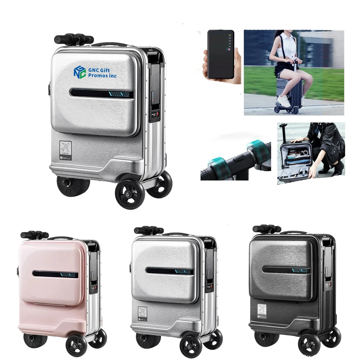Electric Luggage Riding Box, custom luggage with logo imprint 1