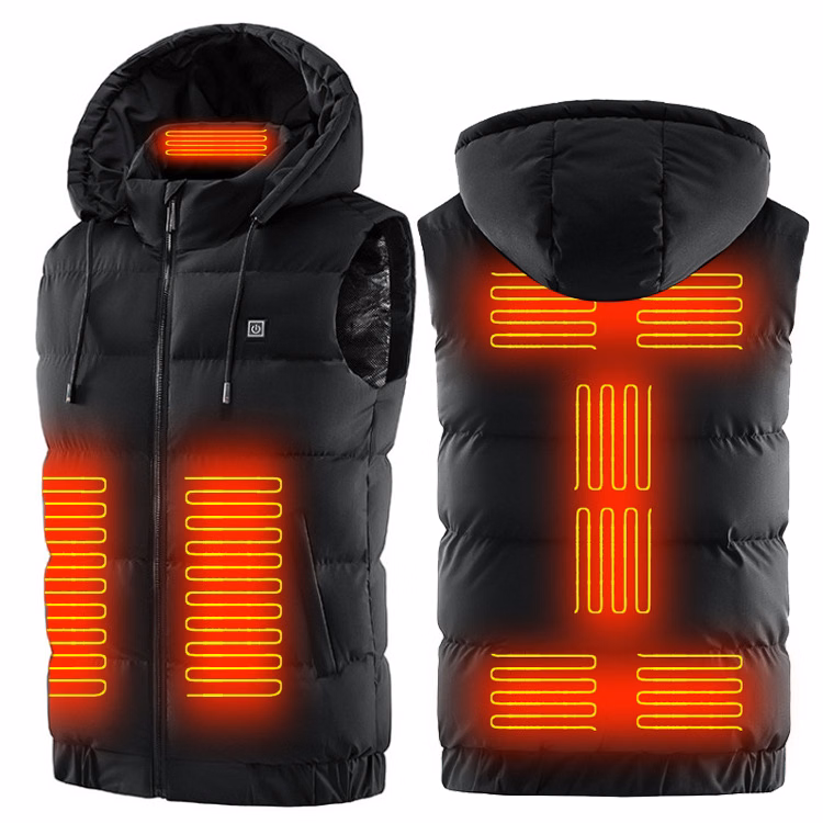 9 Areas Heated Hooded Vest for Men and Women