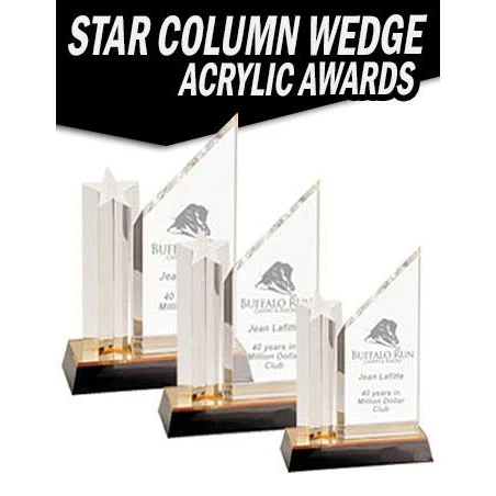 Acrylic 7" Star column w/wedge, Gold/Black base 1