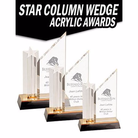 Acrylic 7" Star column w/wedge, Gold/Black base