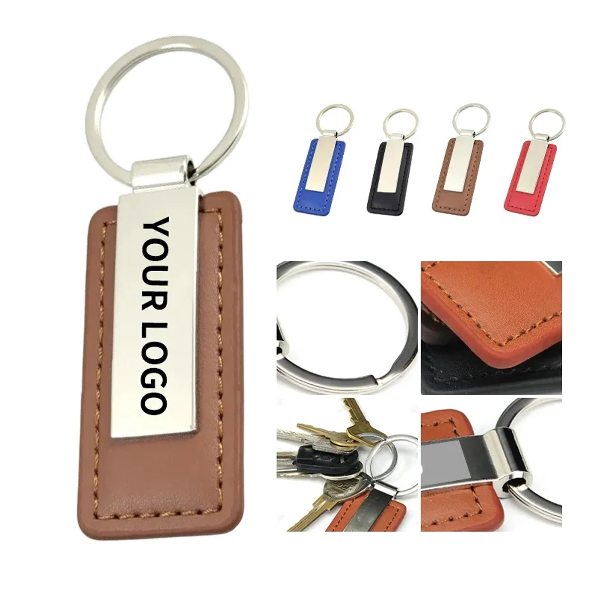 Leather Keychain with Zinc Alloy and Nickel-Free Design 1