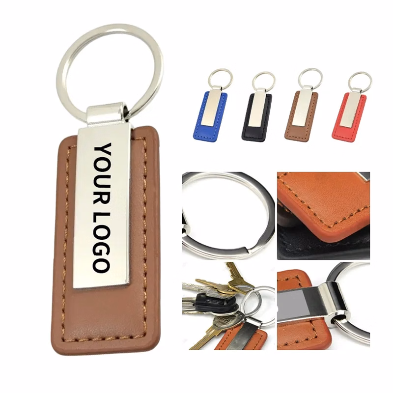 Leather Keychain with Zinc Alloy and Nickel-Free Design