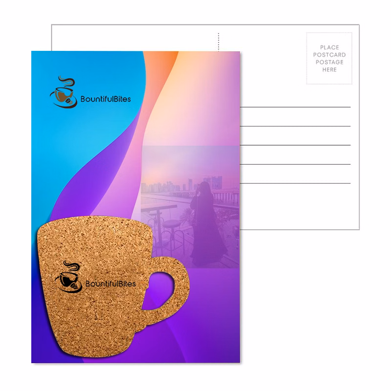 Post Card with Coffee Cup Cork Coaster