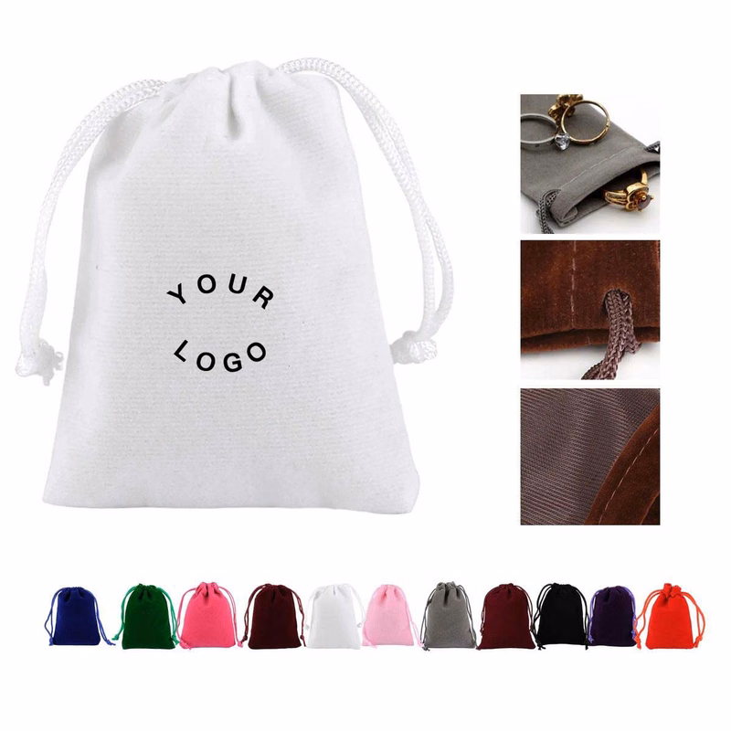 Flocking Jewelry Pouch with Drawstring Closure