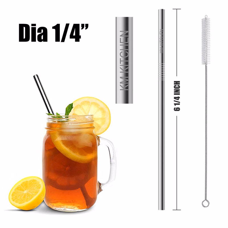 1/4" Dia Straight Stainless Steel Straws