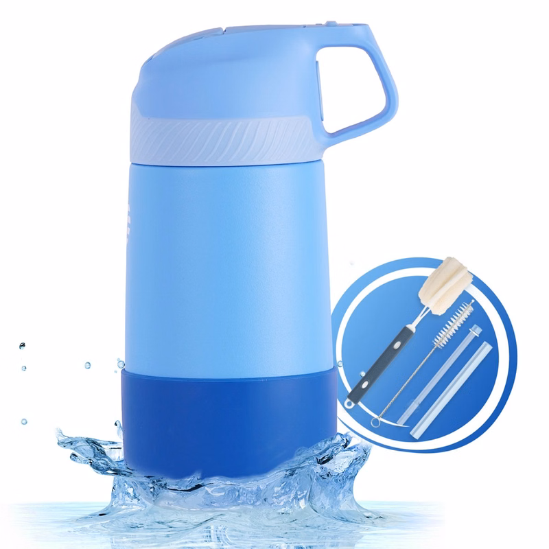 12 Oz 316 Ss Double Wall Water Bottle With Pop-Up Straw Lid For Kids