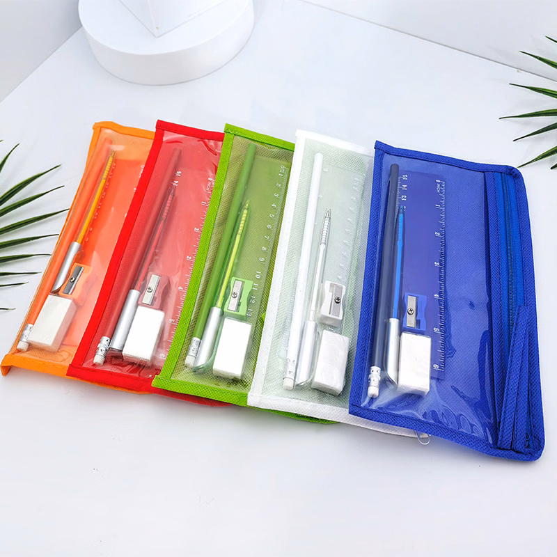 Clear PVC Non-Woven Stationery Kit Pouch Bag