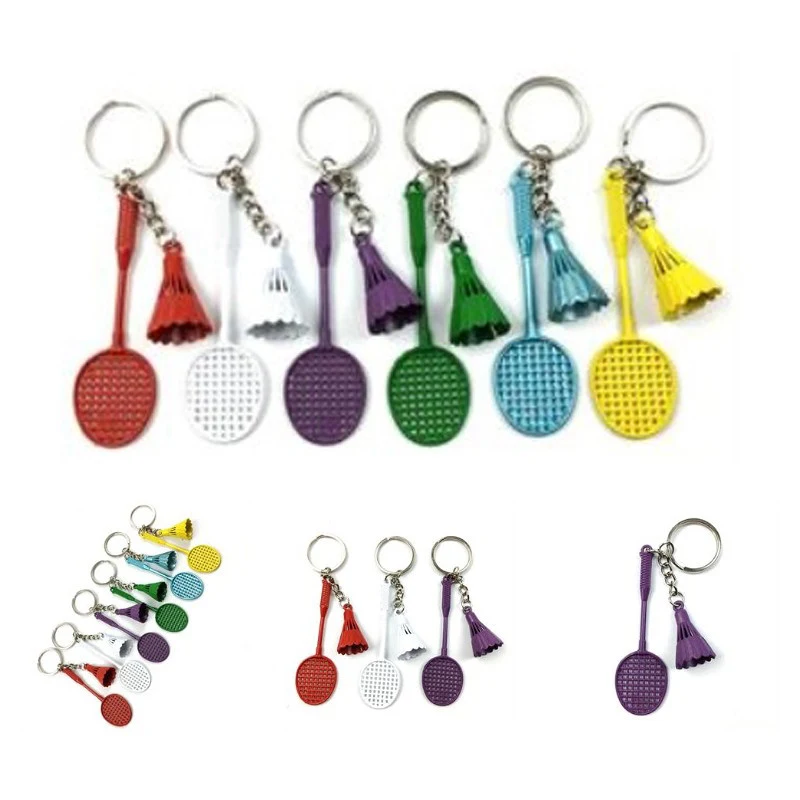 Badminton Shape Sports Metal Key chain 1