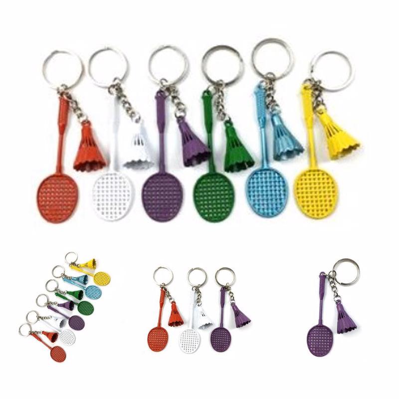 Badminton Shape Sports Metal Key chain
