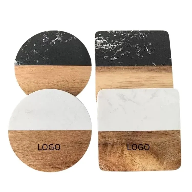 Marble Wood Coasters Round Square Mix and Match 1