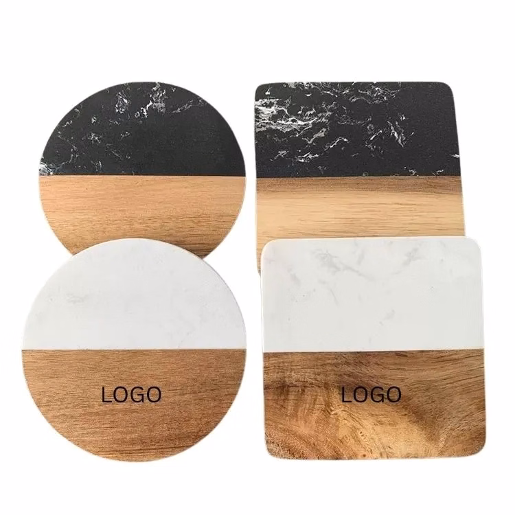 Marble Wood Coasters Round Square Mix and Match