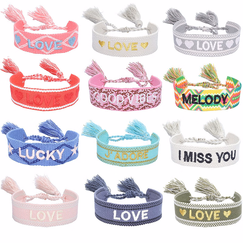 Embroidery Bracelet Woven Wristband With Tassels