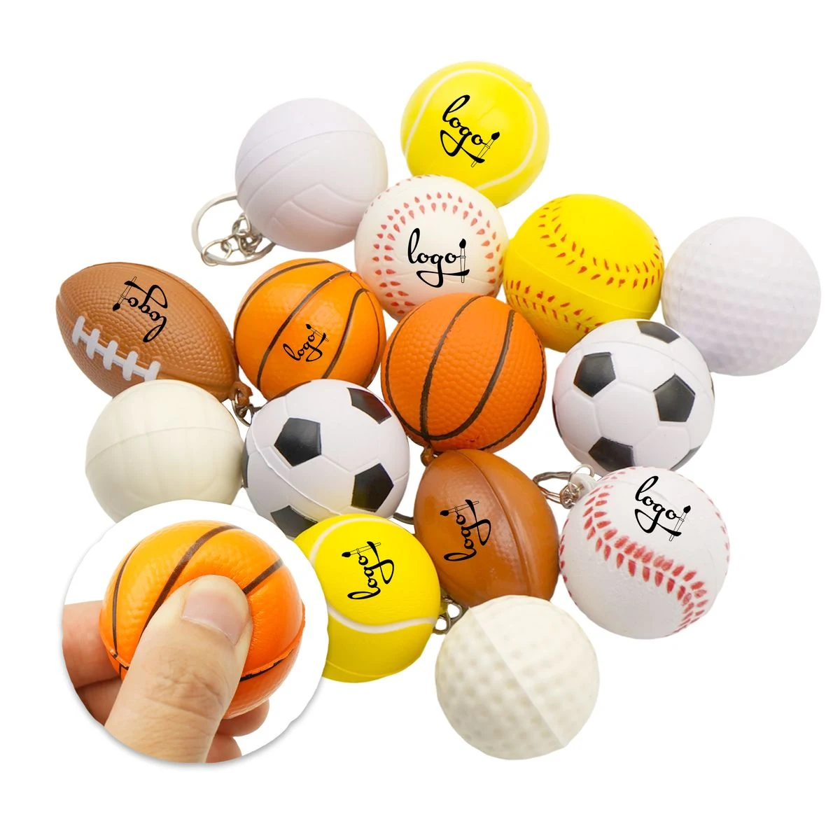 1.57 Inch PU Foam Sports Stress Ball,Soccer Basketball Baseball Football Squeeze Fidget Toy 1