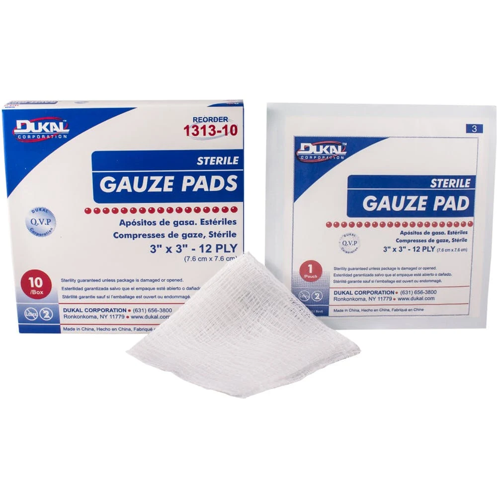 Sterile Gauze Pads - 10 Pack 12-ply 3" x 3" 1