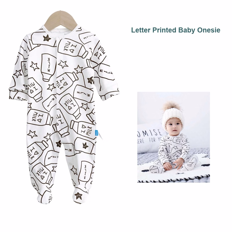 Printed Long Sleeve Cotton Baby Footed One Piece Romper