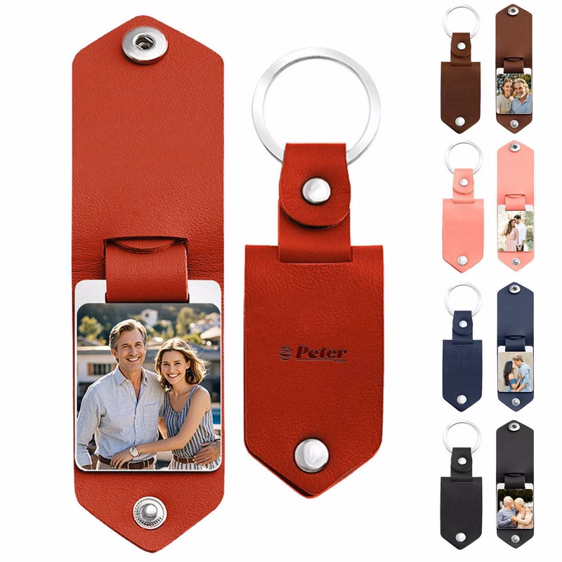 Customizable Compact Aluminium PU Leather Keychain