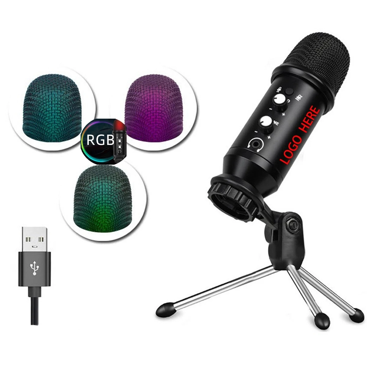 Rgb Usb Condenser Microphone For Pc 1