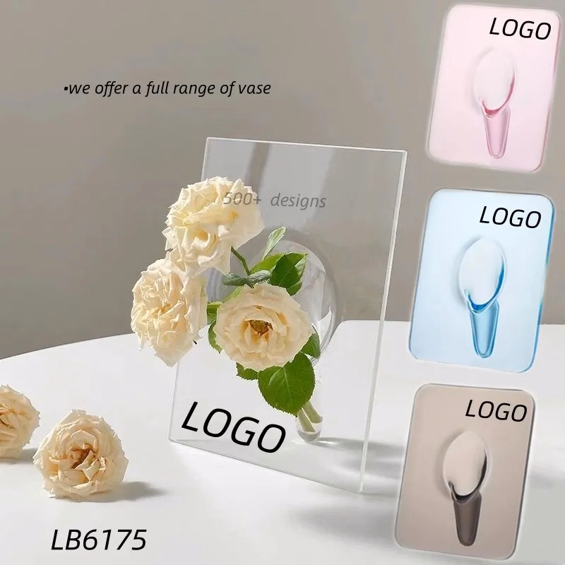 Photo Frame Acrylic Flower Vase for Centerpieces