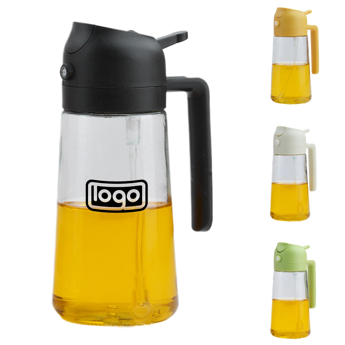 16.5oz Glass Oil Dispenser-Non-Drip Spray & Pour, Press Top 1