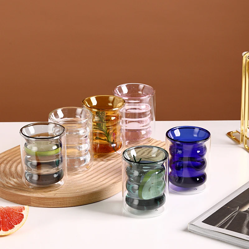 Wave Doulbe Walled Glass Mug 1