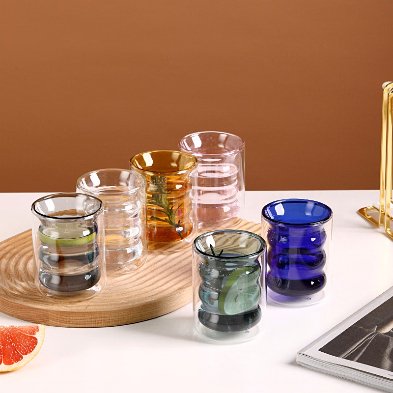 Wave Doulbe Walled Glass Mug