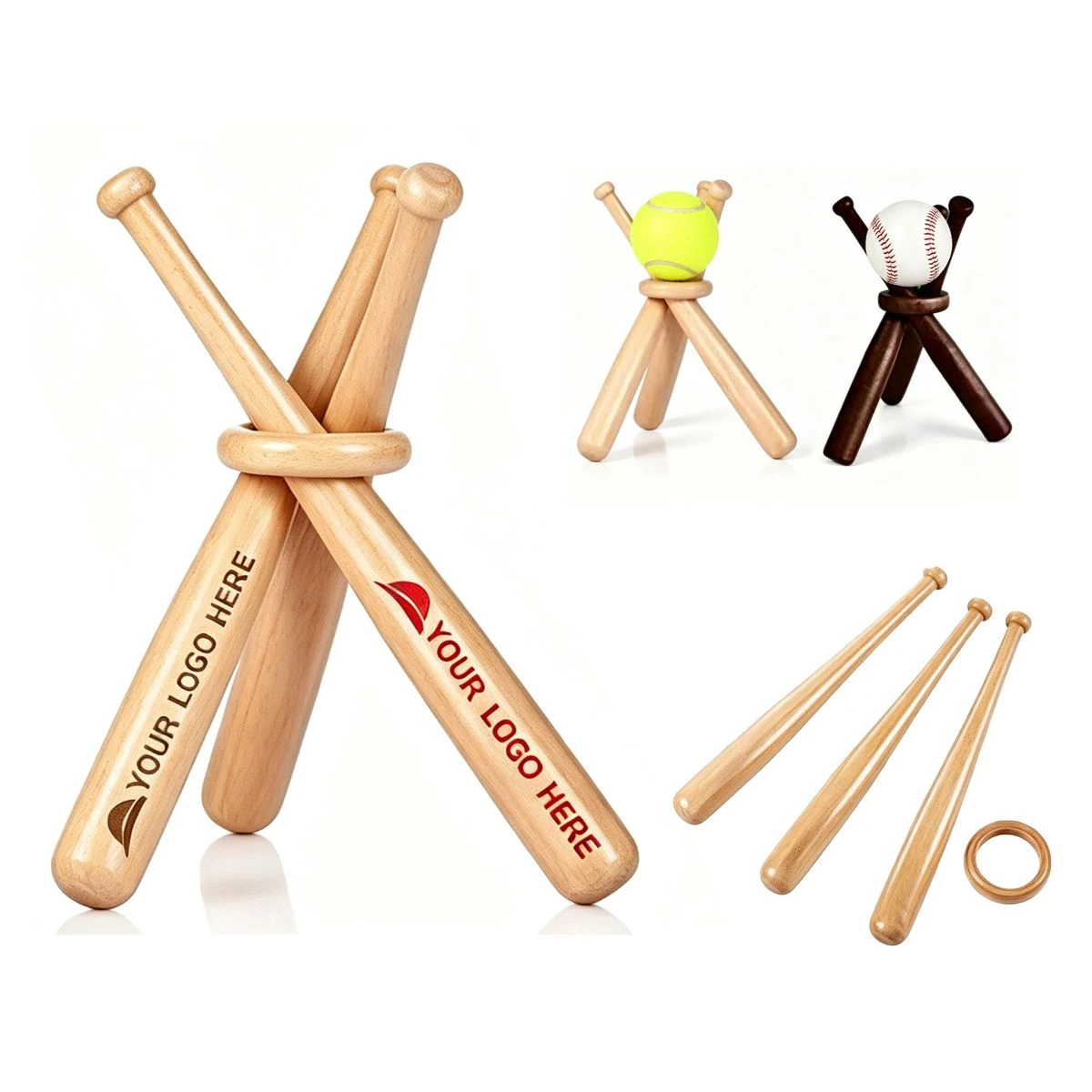 Mini Wooden Baseball Bat Stand 1