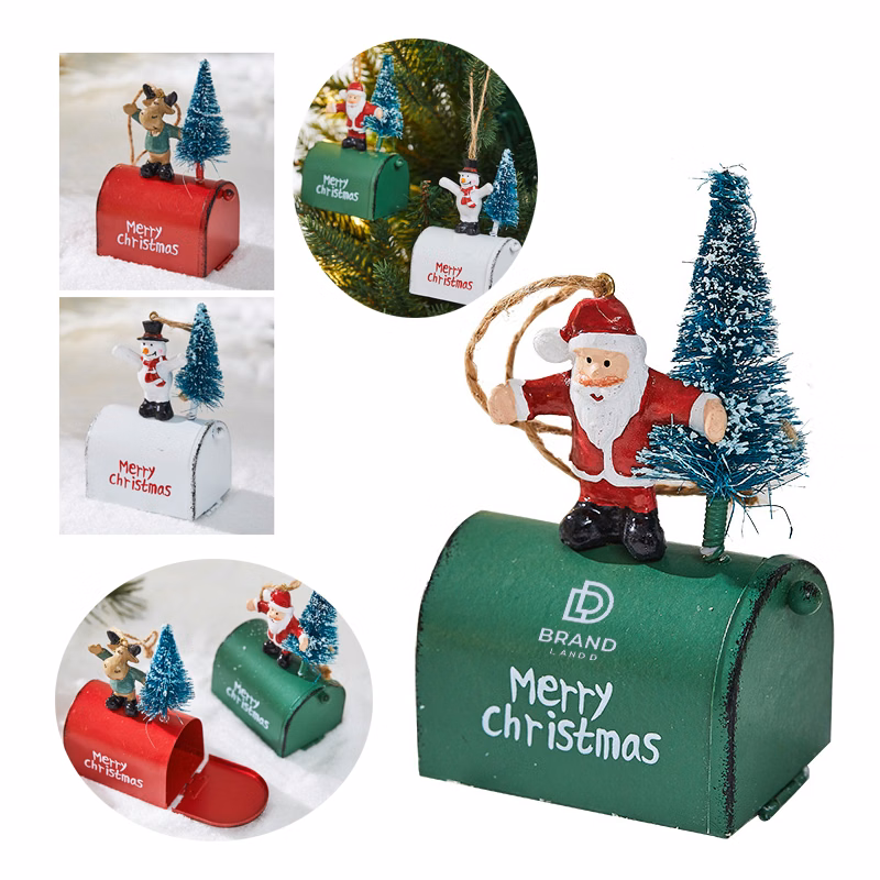 Christmas Ironwork Decorated Small House Mailbox