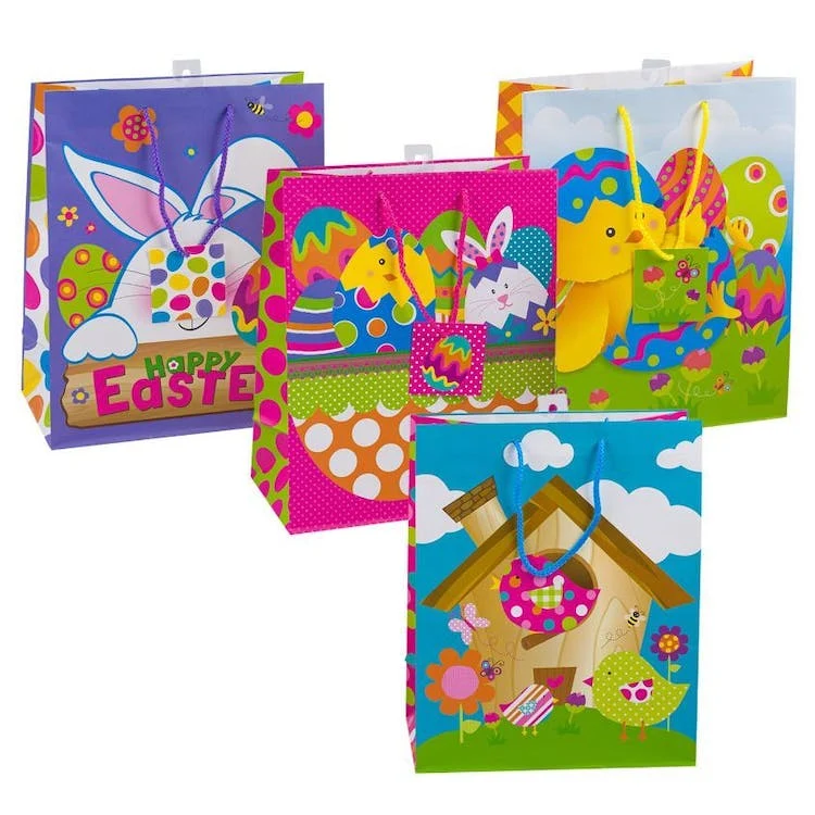 Easter Gift Bags - 13" H 4 Bright Color Assortments 1