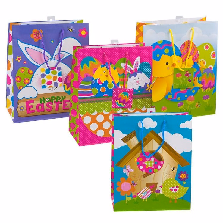Easter Gift Bags - 13" H 4 Bright Color Assortments