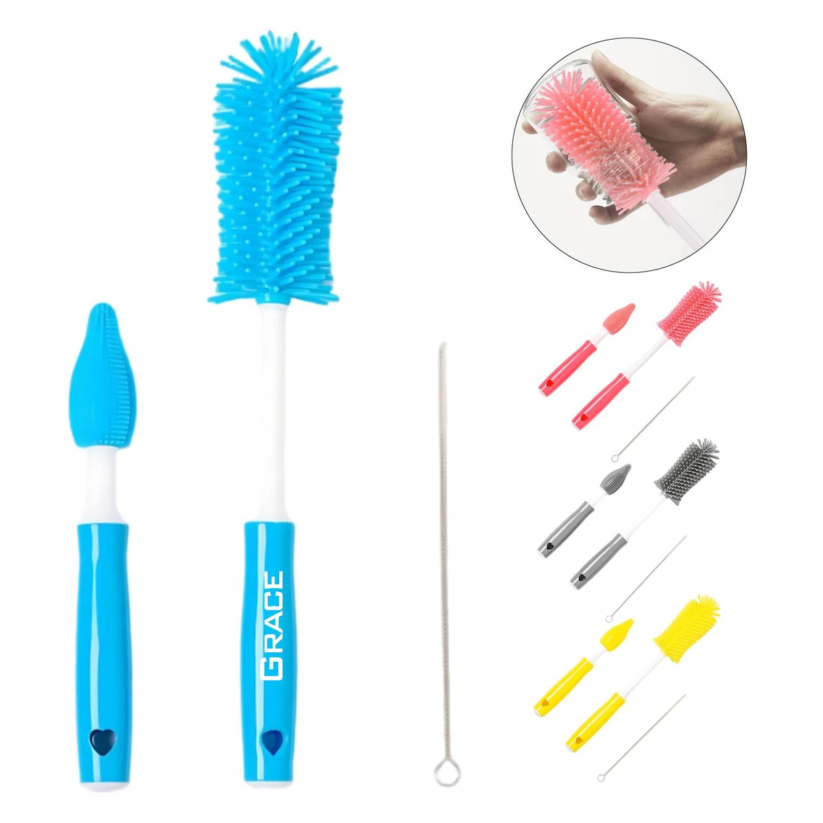 3-in-1 Silicone Bottle Brush Set with Nipple Straw Cleaner 1