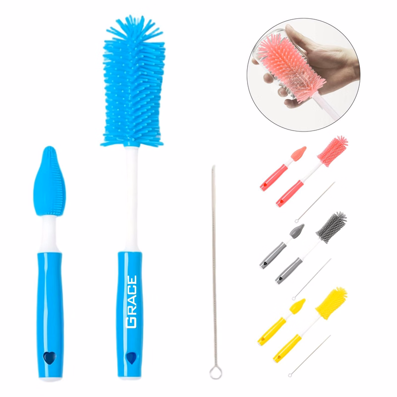 3-in-1 Silicone Bottle Brush Set with Nipple Straw Cleaner