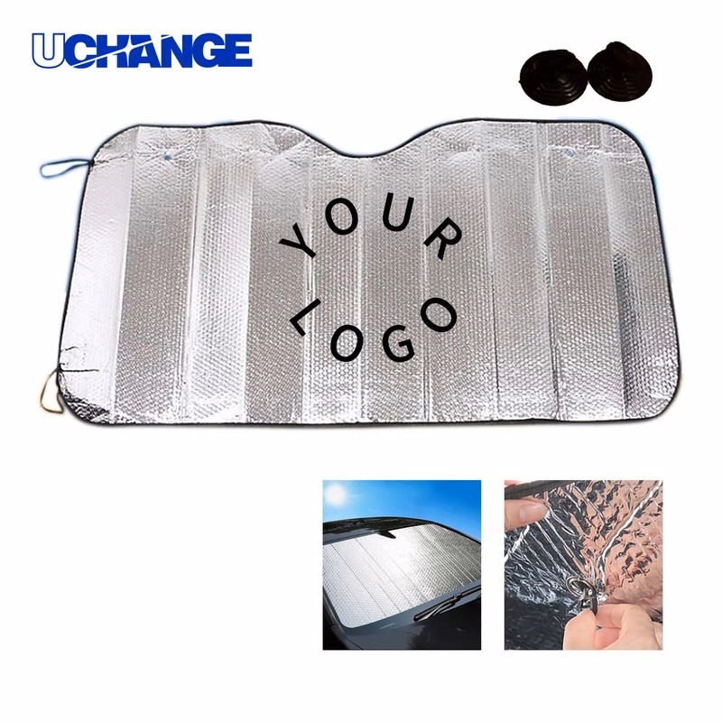 Reflective Windshield Sun Shade with Suction Cups for Vehicle Use