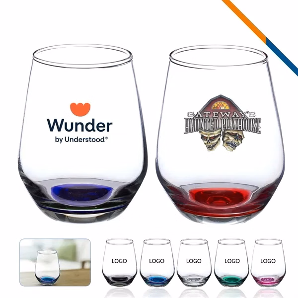 Custom 12 oz Stemless Wine Glasses Clear Glass Design — Corporate & Event Promotion
