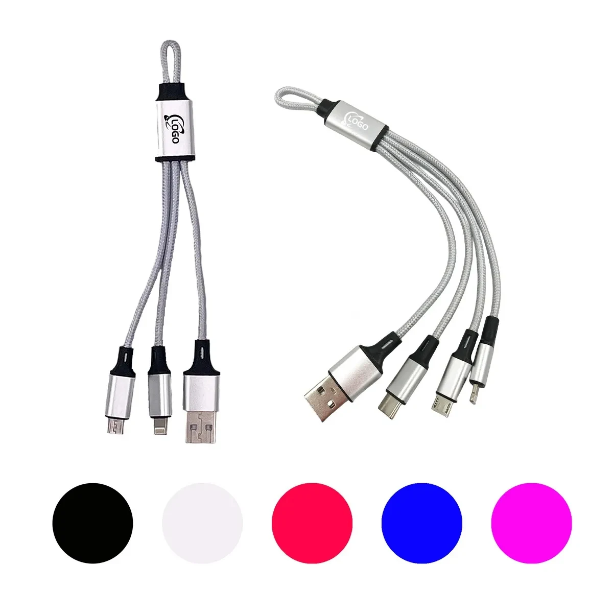 MOQ100 3/4-In-1 Weave USB Charging Cables 1