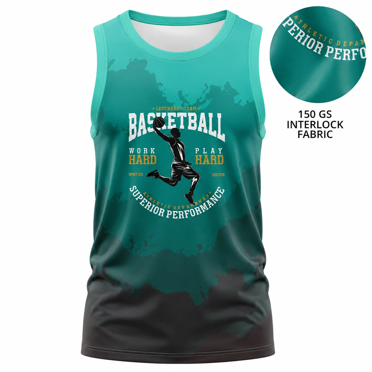 Unisex 150 GSM Poly Interlock Performance Sublimation Tank Tops 1
