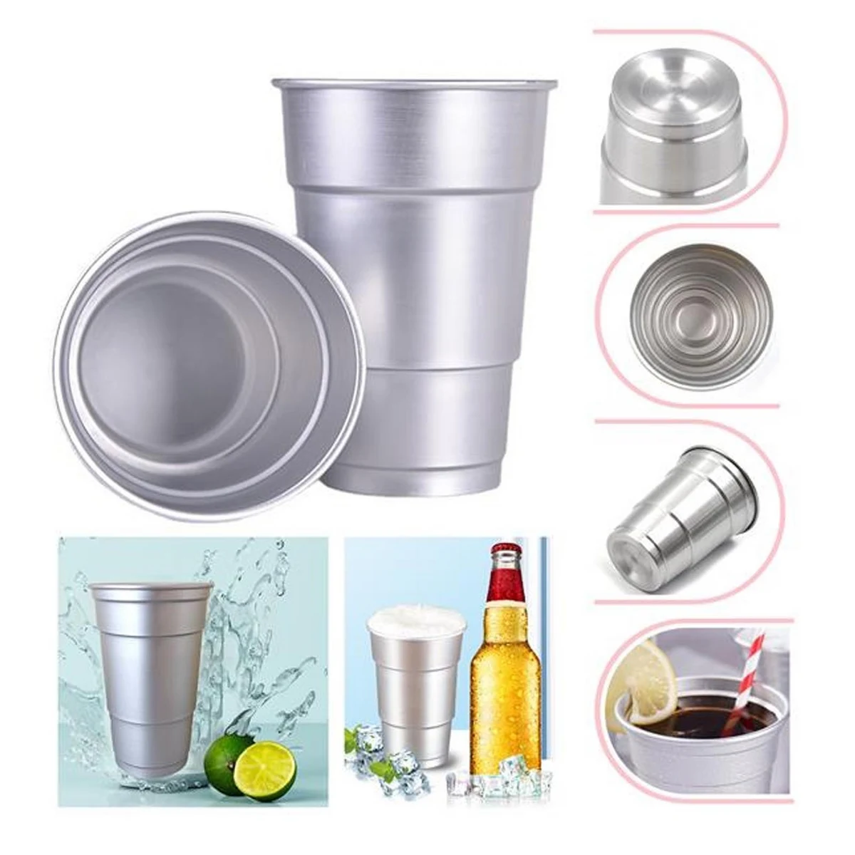 MOQ 100PCS 16oz Aluminum Recyclable Party Cups 1