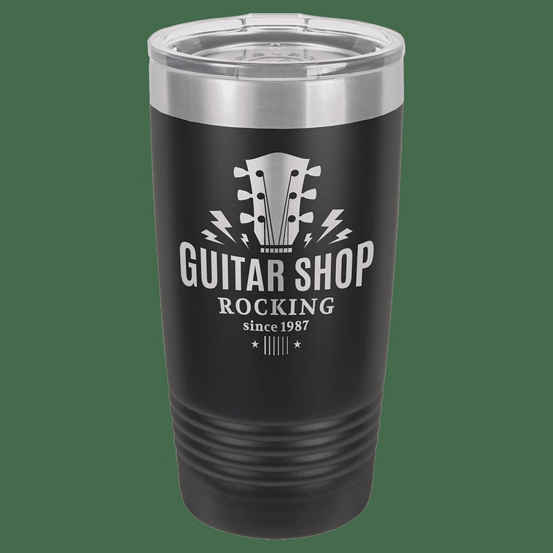 Polar Camel 20 oz. Black Vacuum Insulated Ringneck Tumbler with Silver Ring and Clear Lid